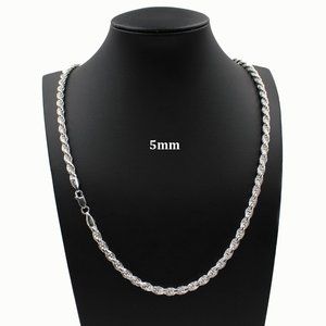 Real 925 SOLID Sterling Silver 5mm Rope Chain Necklace 26" inch